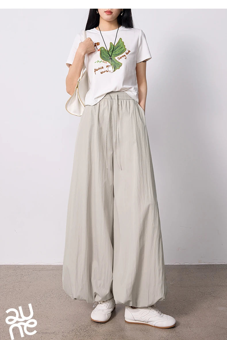 TOYOUTH Women's Wrinkle-Resistant Wide Leg Pants 2026 Summer New Straight Cut Bud Trousers, Travel Friendly
