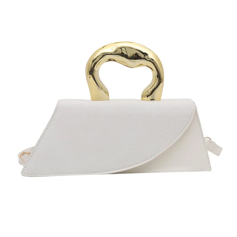 French Style Light Luxury Large Capacity, New Minimalist Design Casual Metal Hand-held Shoulder Crossbody Bags for Women