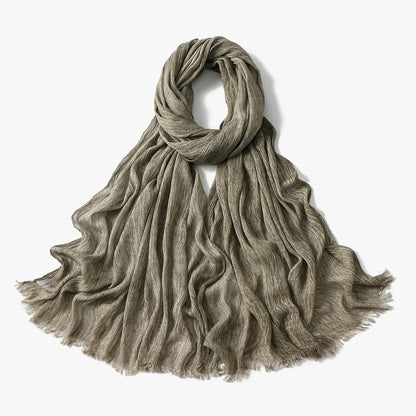 Fashion Crinkle Cotton Royan Hijab Scarf for Muslim Women Islamic Long Soft Shawls Wraps Short Tassel Bufanda Accessories