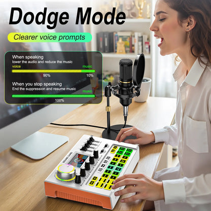 Tenlamp Y300-BM800 Podcast Equipment Bundle Kit for 4 People, Live Sound Card Audio Mixer with 3.5mm Condenser Mic for PC Phone, Professional Studio Setup for Live Streaming Gaming Karaoke Vlog
