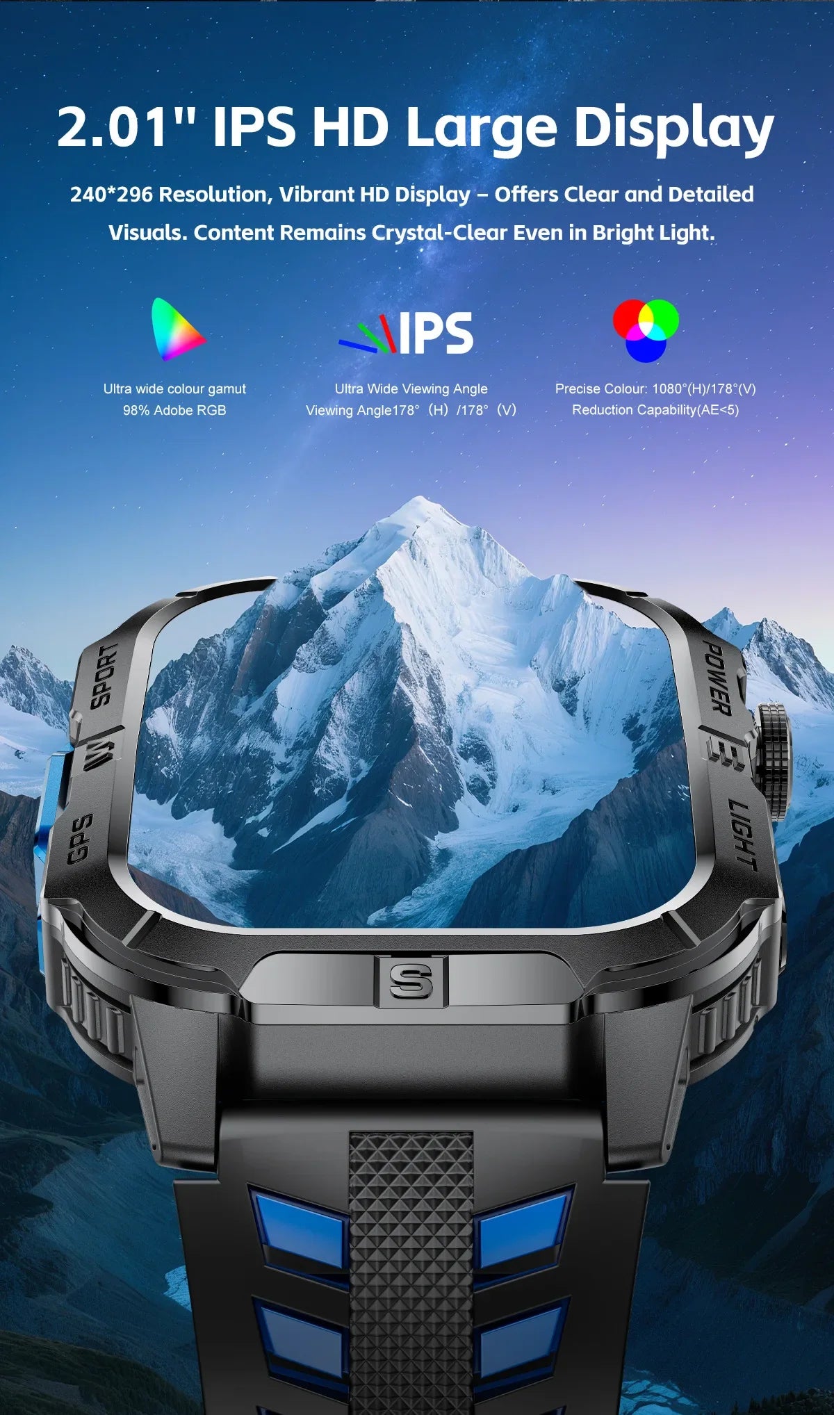 New Outdoor Military Men Smartwatch Equipped With GPS Sports LED Lighting, Compass, Wireless Communication IP68 Waterproof Watch