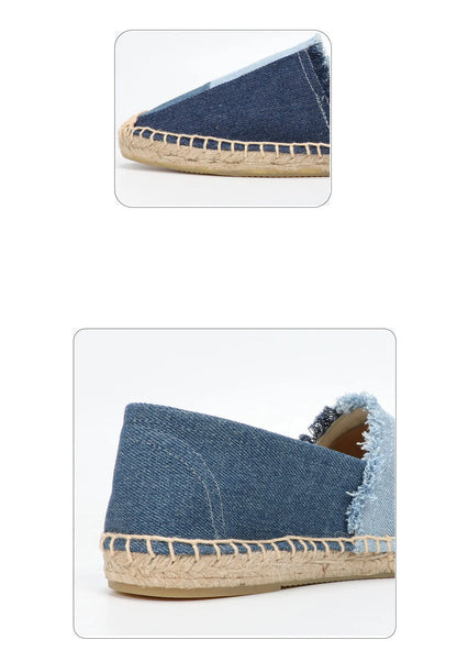 Espadrilles Women's Shoes Luxury Denim PATCHWORK  Flat Platform  Stylish and Trendy Footwear for Fashion-Forward Females