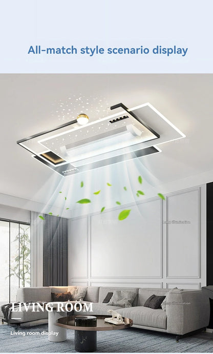 LED Bladeless Fan Light, Living Room Light, Modern Minimalist Smart Remote Control, Master Bedroom Study Ceiling Light 110V/220V