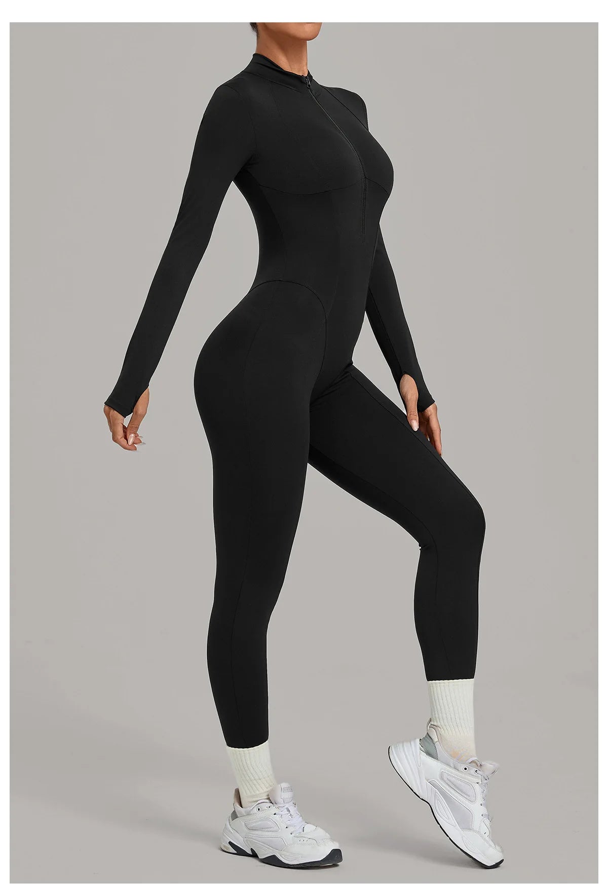 Zipper Jumpsuits for Woman No Padding Sports Overalls for Women Long Sleeve Gym Clothes Woman Activewear 2026 Purple Coffee XL