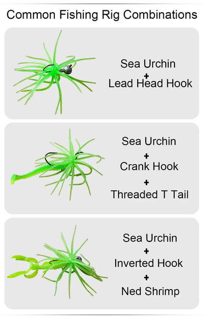 TREHOOK TPE Sea Urchin Soft Fishing Lure 9cm 4g 11cm 9g Silicone Bait for Bream Bass Pike Tilapia Winter Fishing