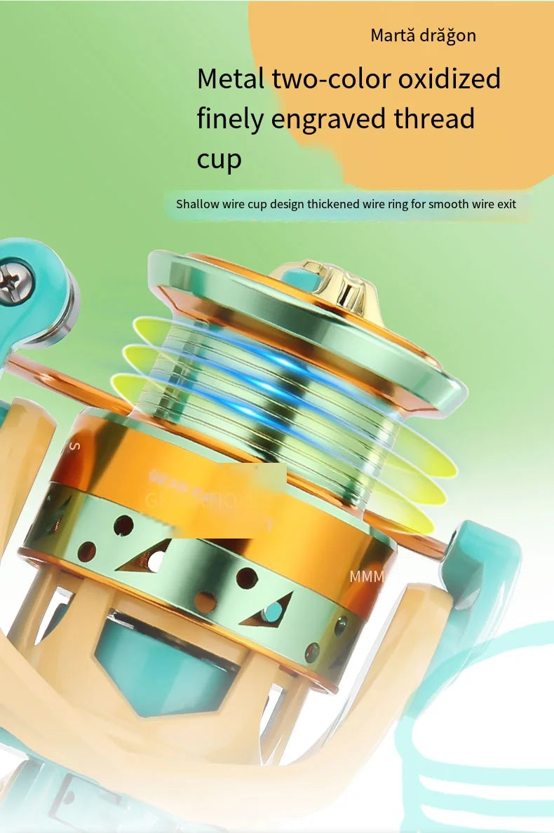 2026 New Colorful Spinning Fishing Reel Max Drag 6KG 8KG Gear Ratio 5.2:1 1000 2000 3000 5000 6000 Suitable Freshwater