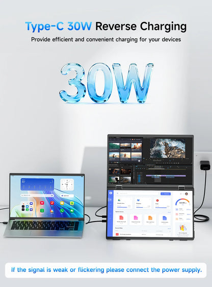 UPERFECT 15.6" Dual Portable Monitor for Laptop Screen Extender Folding Stacked Triple with Mini HDMI Office Computer Display