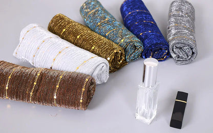 Thin Glitter Scarf Summer Elegant Lightweight Elastic Shawl For Women Fashion Sparkly Sequined Party Shawls 180*65cm