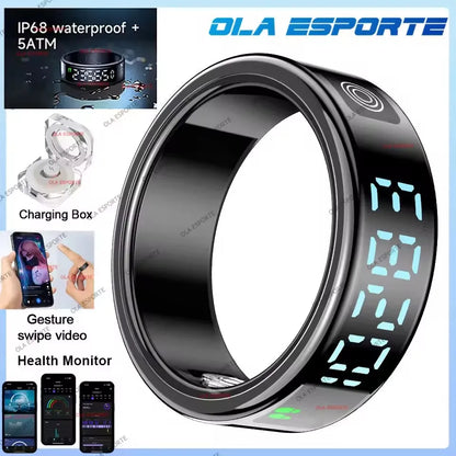 2026 New Sr08 Smart Ring LED Display Screen and Touch, Men Women, Heart Rate Health Monitoring, 5ATM Waterproof Sports Smartring