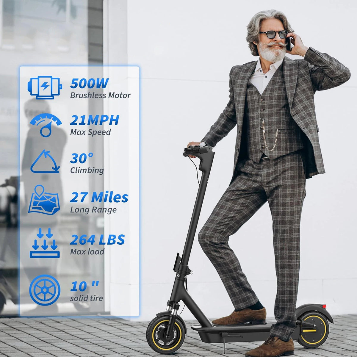 Electric Scooter, 500W Powerful Motor & 22MPH Top Speed, 28 Miles Range, Folding E Scooter with Dual Braking for Teens and Adults