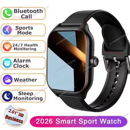 2026 New Smart Watch Bluetooth Call Message Reminder 24 Hour Health Monitoring Smart Watch Gift for Men and Women