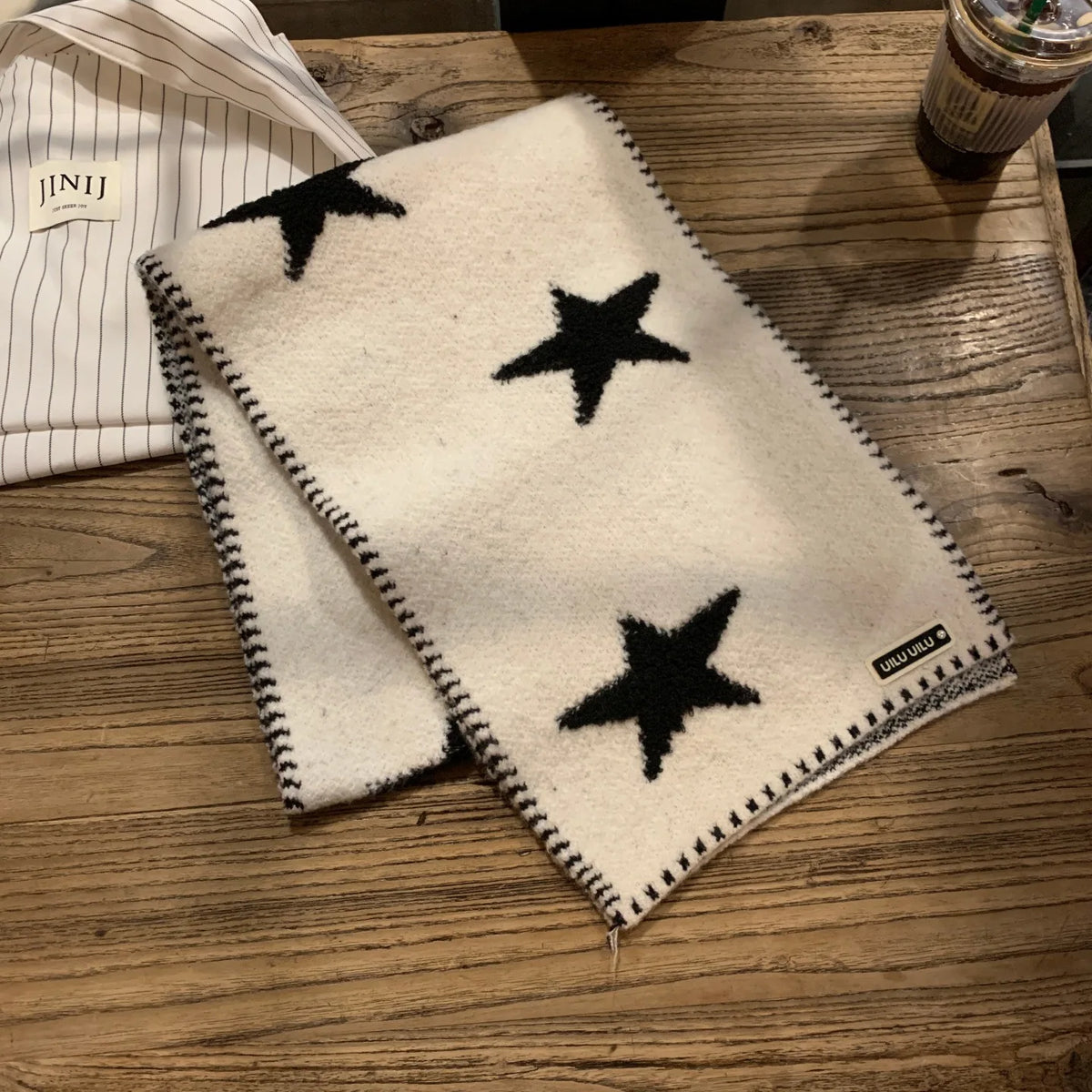 Women's Scarves Korean Star Sweet Kawaii Thickened Warm High Quality Shawl For Girl Versatile Cute Preppy Style Scarf Winter