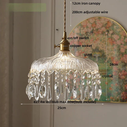 IWHD Knob Switch LED Pendant Lamp Bedroom Restaurant Cafe Luxury Crystal Glass Nordic Modern Interior Home Decor Hanging Lights