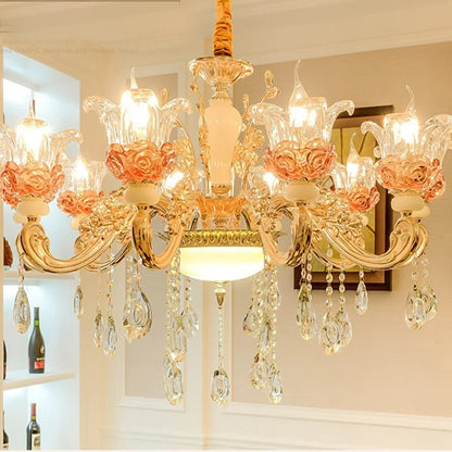Luxury Living Room Chandelier Crystals Glass Hall Main Pendant Lamps Restaurant Bedroom French Creative Hanging Light Luminaire