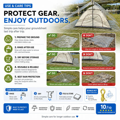 Four Season Ultralight Transparent Tent Groundsheet Waterproof Moisture Proof Camping Footprint Foldable Reusable Outdoor Tarp
