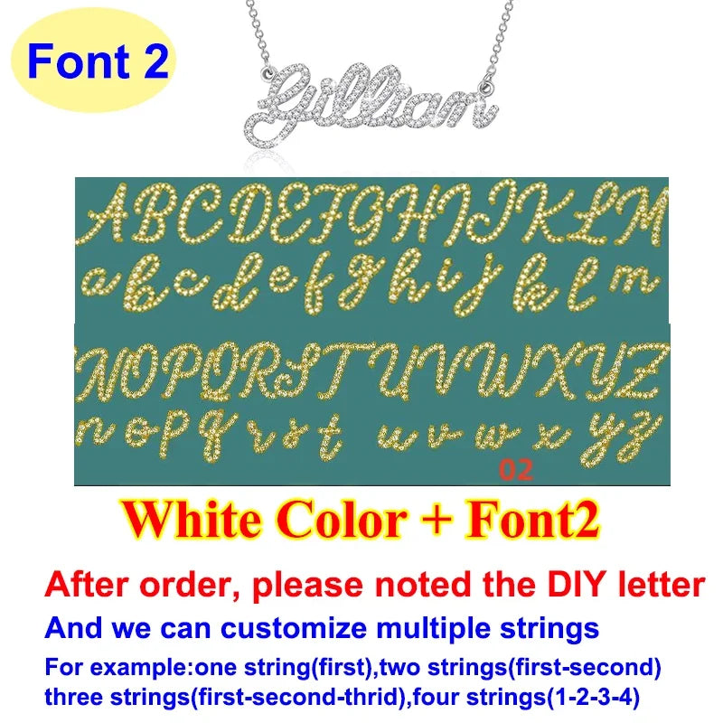 DIY A-Z Letter Name Full Moissanite Diamond Necklace for Women 925 Sterling Silver Plated 18k Gold Women's Moissanite Chain Gift