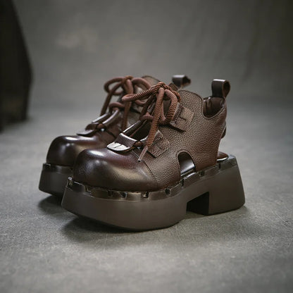 Myjyjz 7cm Cow Genuine Leather Flats Comfy Platform Wedge Fashion Flats Ankle Booties Sandals Luxury Shoes Mary Jane Pumps Women