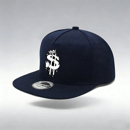 1/2PC Men's Hip Hop Snapback Cap, Graffiti Dollar Crown Print Flat Bill Baseball Hat, Adjustable