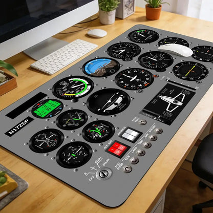 Aviation Flight Simulator Cabin Instruments Mouse Pad with Edge Locking Process, 1000×500, Washable Anti-Slip XXL Mouse Pad