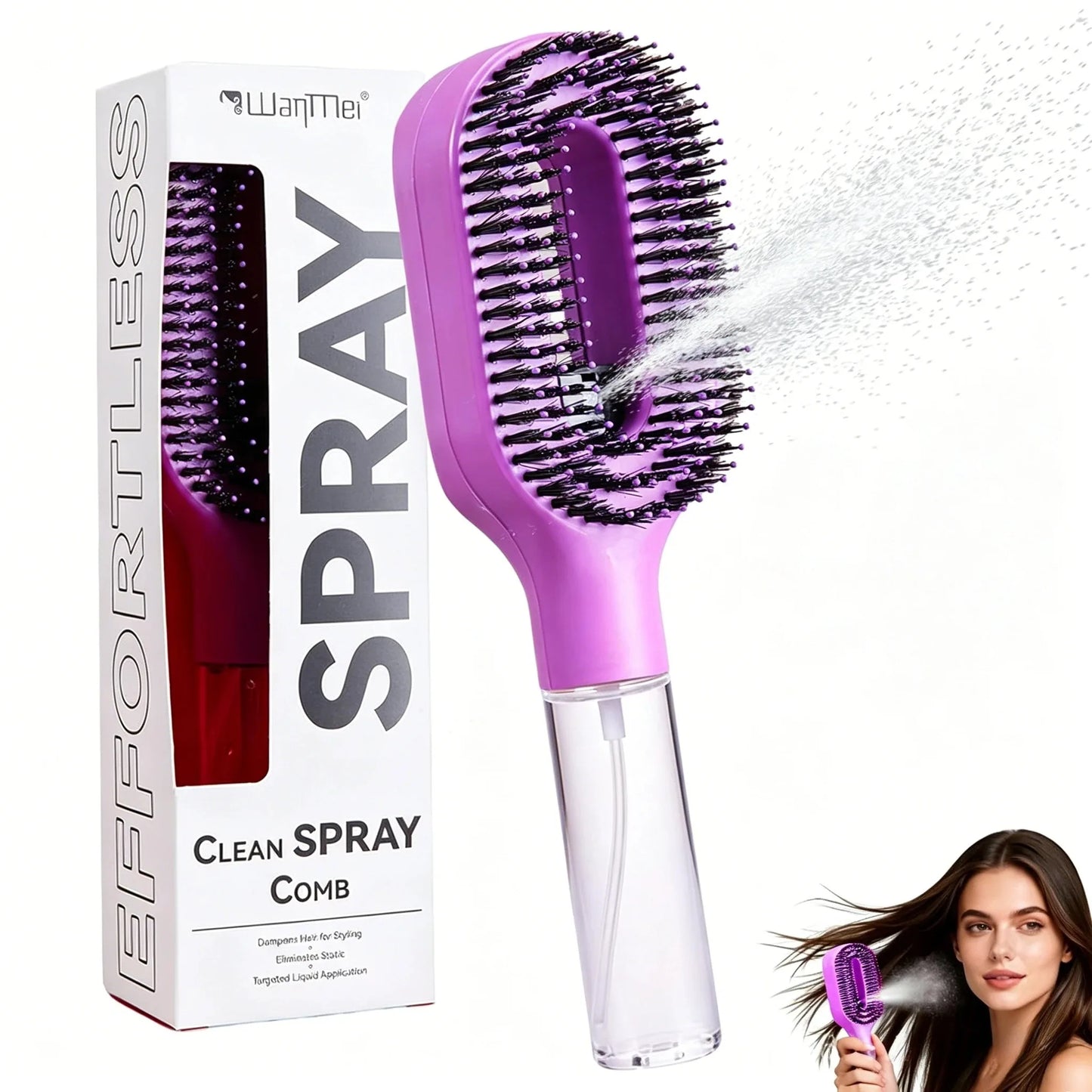2 in 1 Spray Massage Comb Essential Oil Water Spray Bottle Anti Static Scalp Massager for Hair Detangling Daily Hair Care Salon