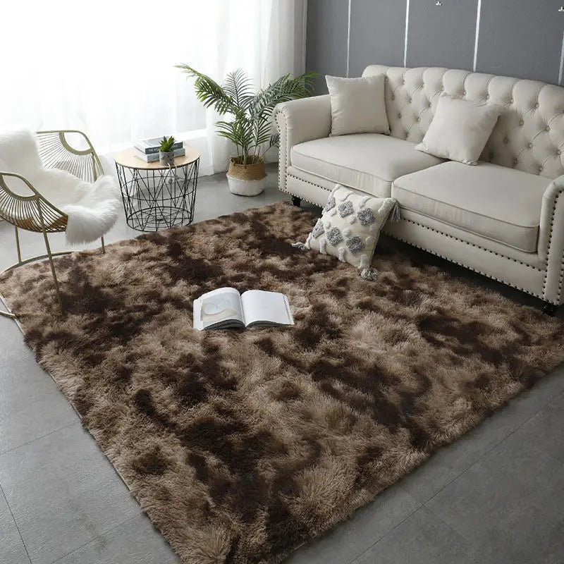Nordic Ins Wind Tie-dye Gradual Change Silk Plush PV Plush Living Room Coffee Table Mattress Bedside Bedroom Dining Room Carpet