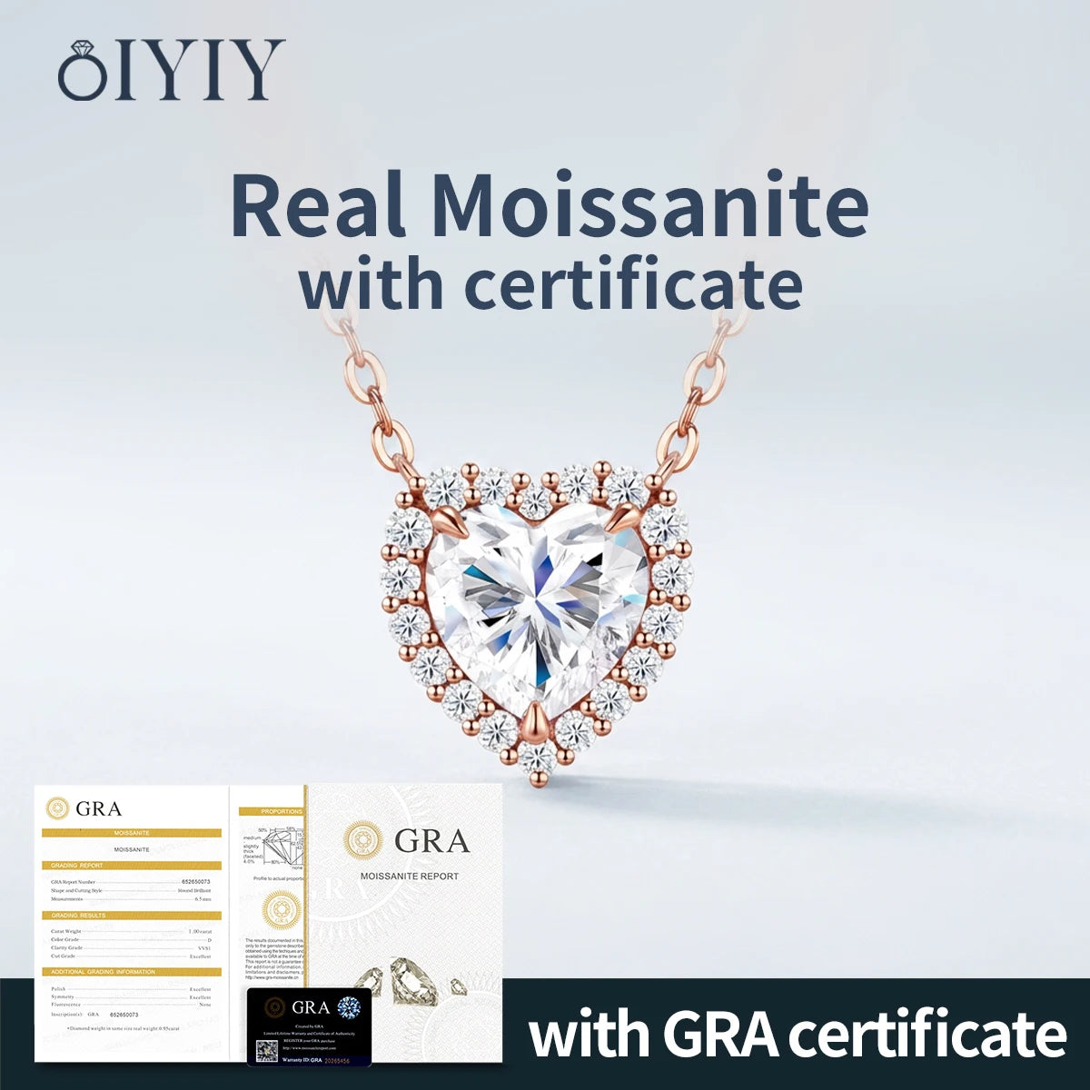 OIYIY Heart Moissanite Necklace for Women 925 Sterling Silver D VVS1 GRA Certified Lab Grown Diamond Pendant Luxury Jewelry Gift