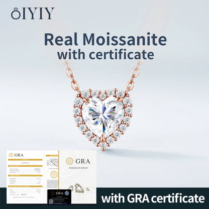 OIYIY Heart Moissanite Necklace for Women 925 Sterling Silver D VVS1 GRA Certified Lab Grown Diamond Pendant Luxury Jewelry Gift