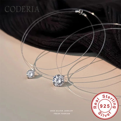 D Color VVS1 0.8CT/2CT Moissanite Pendant Necklace 925 Sterling Silver Invisible Fishing Line Lab Diamond Jewelry