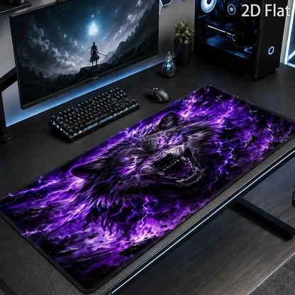 Wild Purple Lightning Wolf Mouse Pad, Mythical Fantasy Game Mouse Pad, Dark Gothic Design Style tapis de souris pc accessories