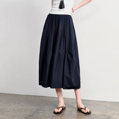 TOYOUTH Women's A-Line Bud Skirt 2026 Summer New Split Detail Retro Puff Midi Skirt, Lightweight Outdoor Wear