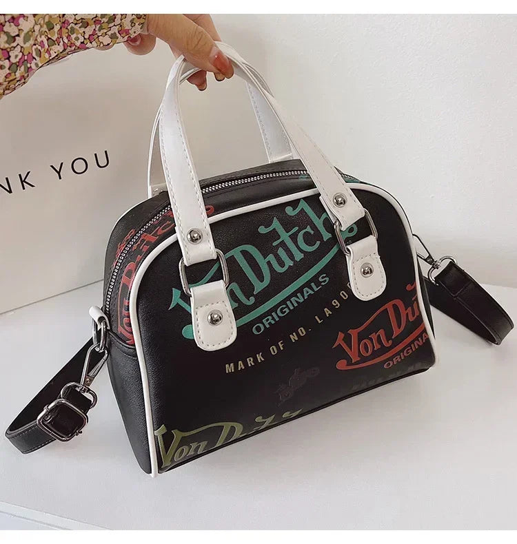 Women Bag Y2K Luxury Designer Handbag Shopping Crossbody Graffiti Purses PU Leather Shoulder Bags for Women