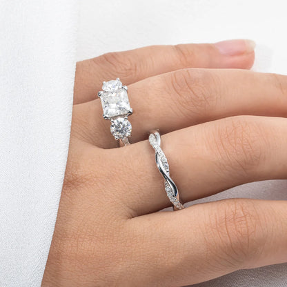 Carnica Luxury 925 Sterling Silver 1CT Real Moissanite Ring for Women Sugar Cube Pull-twist Arm GRA Diamond Wedding Jewelry Gift
