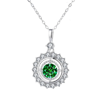 1ct Green Moissanite Necklace Gold Plated S925 Silver with Certificate Passed Diamond Test Necklace Women Jewelry Gift