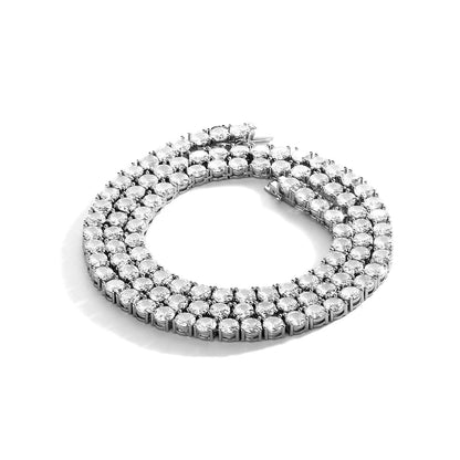 artificial diamonds are securely inlaid, unisex 6MM Hip Hop Necklace adopting PT950 Platinum for parties and social occasions