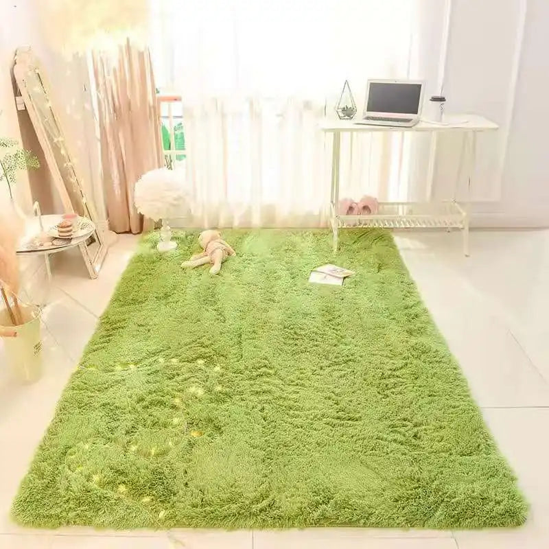 VIKAMA Soft Fluffy Plush Tie-Dye Carpet Gradient Long Fine Hairs Fabric Bedside Mat Rug For Girl's Bedroom Home Decor Girl‘s Gif