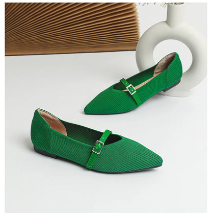 Women's flat shoes with pointed soft knitted sole breathable and comfortable shoes Spring and Autumn 2024 new model