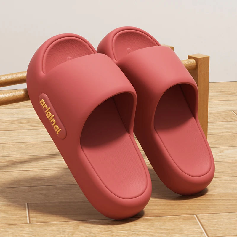 Unisex Letter Slippers Beach Slides Solid Color Mens Thick Sole Indoor Outdoor Bathroom Anti Slip Shoes Summer Couple Sandals