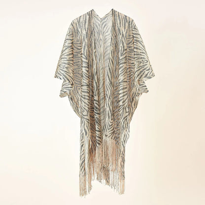 Women Sun Protection Shawl Lady Summer Hollow Out Cardigan Holiday Zebra Bikini Blouse Breathable Beach Cape Sexy Leopard Tippet
