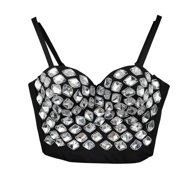 Quality Pearl Tank Tops Rhinestone Women Crop Top Club Clothes Streetwear Y2K Corset Woman Shaper Camis Fashion Feamale Clothing