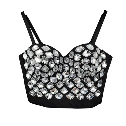 Quality Pearl Tank Tops Rhinestone Women Crop Top Club Clothes Streetwear Y2K Corset Woman Shaper Camis Fashion Feamale Clothing