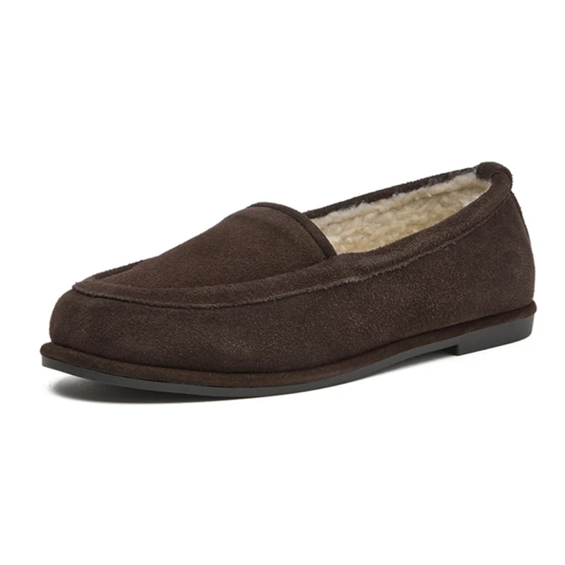 Winter Shoes Women's 2026 New Wool One-piece Women's Loafers Low Heel Fashion Casual One-Foot Slip-on Warm Ladies Shoes