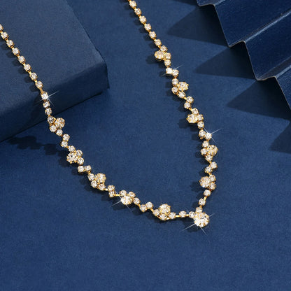 Simple and Exquisite Full Diamond Necklace Jewelry Hot Selling Necklace Full Diamond Collarbone Dinner Dress Light Luxury Elegan