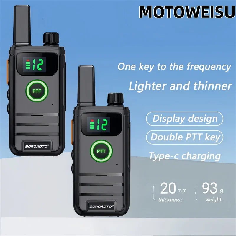 2026 New 2 Pcs Mini PMR446 Walkie Talkies 16CH Portable Two-Way Radio with LCD Display PTT Handheld Radio for Hunting Cafe Hotel