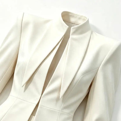 Women Chic Solid Shorts Suit Stand Collar Waist Cinching Slim Fit 2 Piece Suits 2026 Spring Autumn Lady  Elegant Outfits New