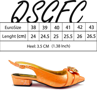 Newest Lemon Green Color Party Weddling Low Heels Pointed Toe Women Shoes and Bag Made of New Bright Materials Comfortable Heels
