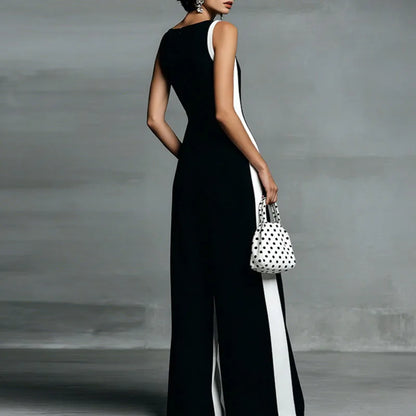 Spring Summer Sleeveless Straps Vacation Jumpsuit Woman Sexy Deep V Neck Hollow Rompers New Elegant Striped Print Beach Overalls