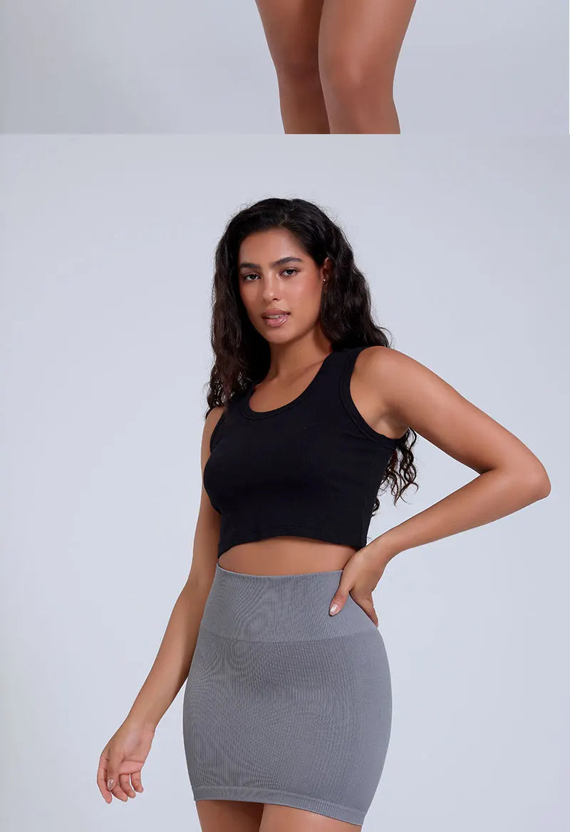 1Pcs Spring Summer New High Waist Elastic Business Women's Mini Skirt Black Slimming Knitted Half Body Skirt Professional Work