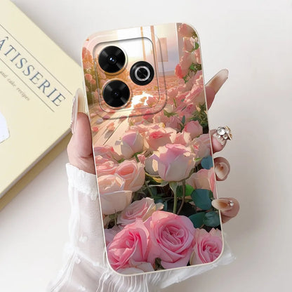 Casing For Redmi 13 Case 13 5G Cute Cat Fashion Luxury Flowers Silicone Shockproof Back Cover For Redmi 13 5G Phone Case Bumper