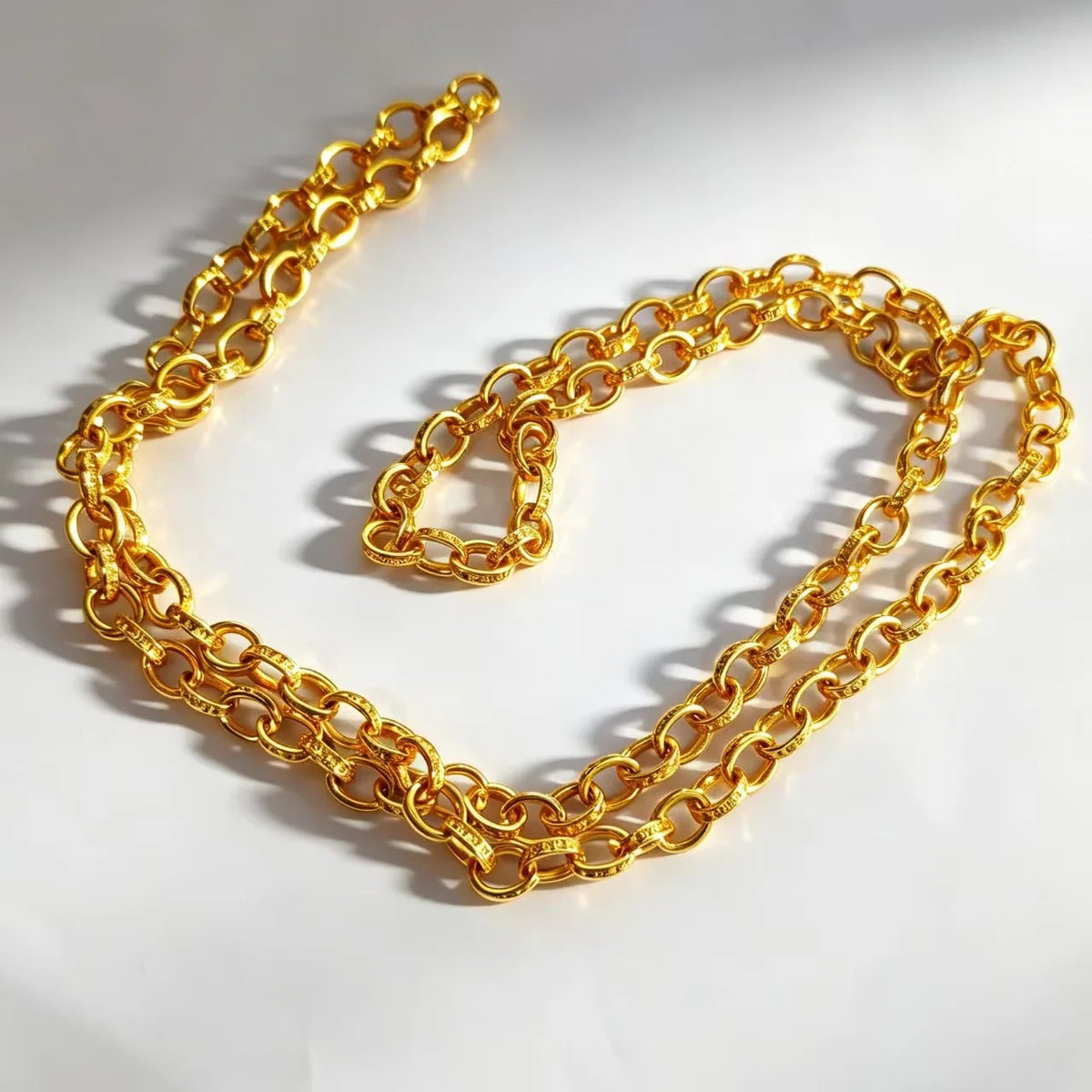 Luxury 9999 24K Solid gold certifid necklace popular men's ring necklace high-end interlocking sweater chain