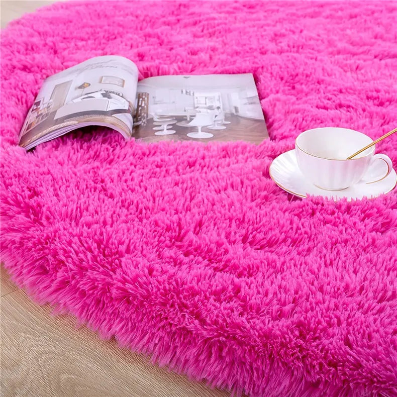 Round Fluffy Soft Area Rugs for Kids Room Princess Castle Plush Shaggy Carpet Cute Circle Nursery Rug Home Decor Circular Carpet